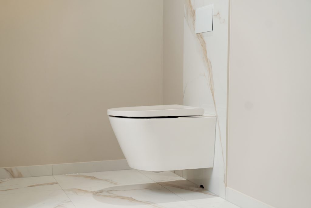 Clean Comfort vegghengt spyl- og tørketoalett. Sett fra siden.
